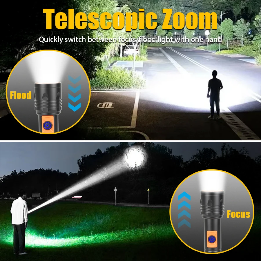 High Power LED Flashlight USB  - đánh giá và giá Fishing Light