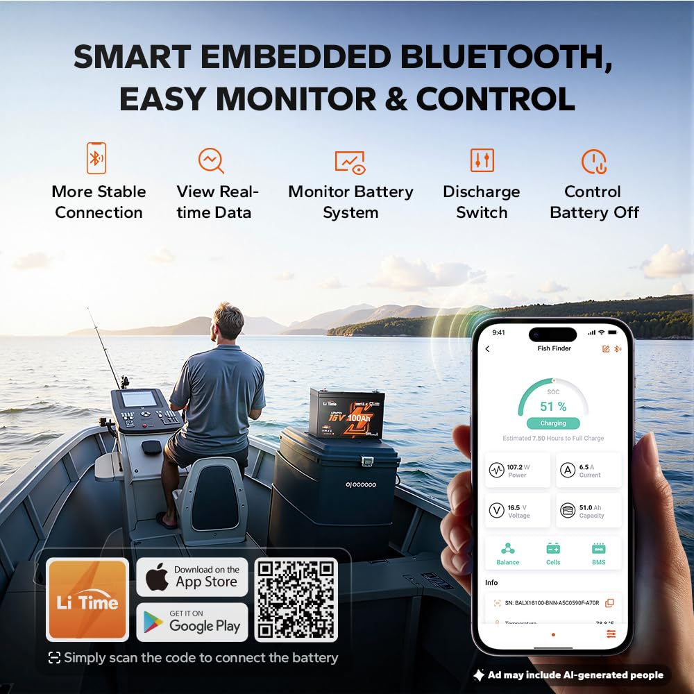 16V 100Ah Group 27 LiFePO4 Bat - đánh giá và giá Fish Finder Charger